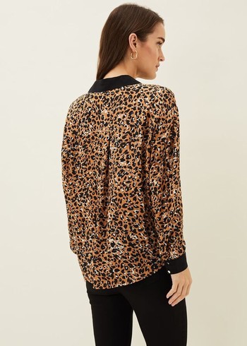 Phase Eight Kaelie Leopard Twist Front Shirts Black/Multicolor Australia | MD6589127